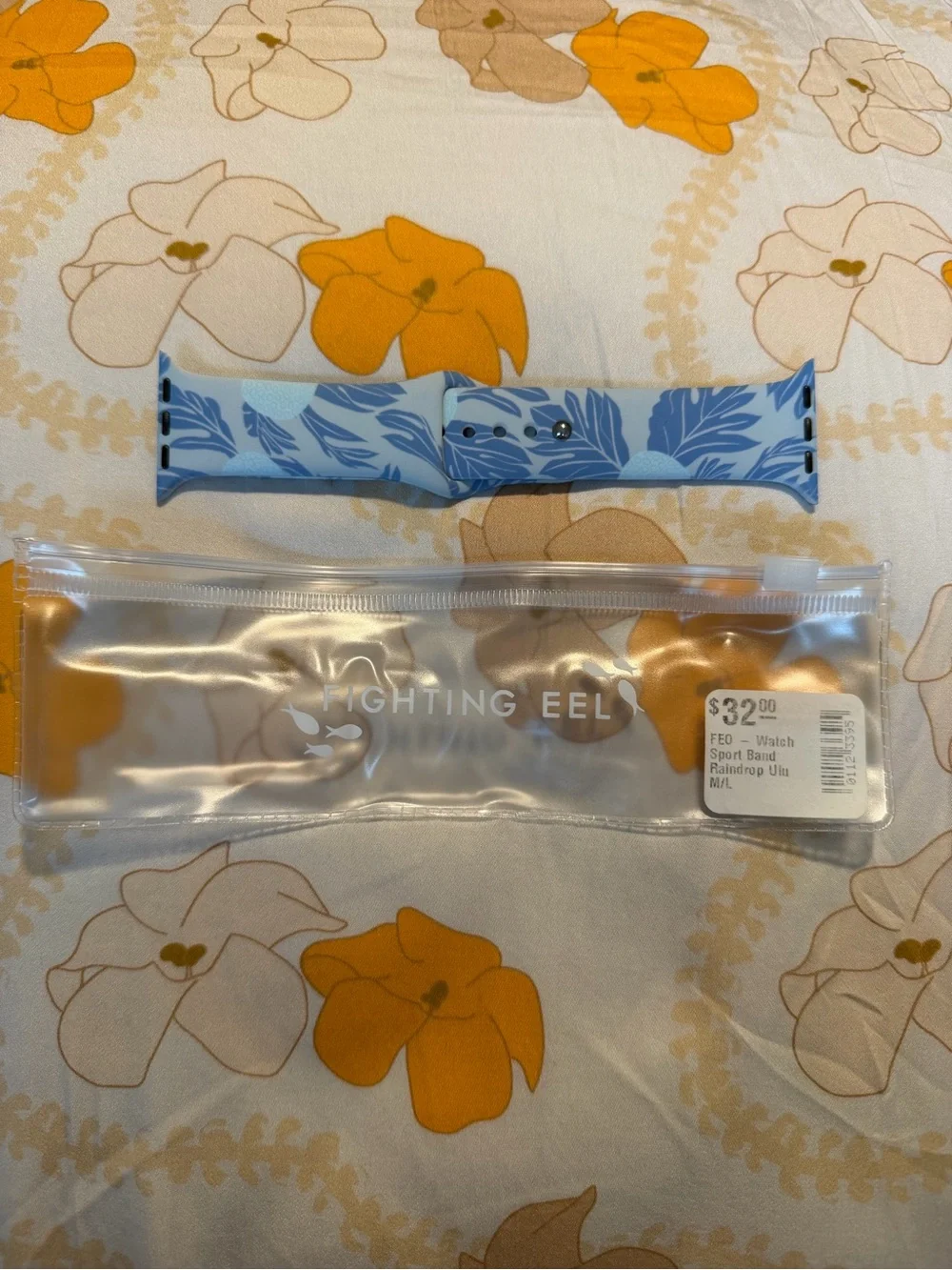 Fighting Eel Light Blue Floral Apple Watch Band